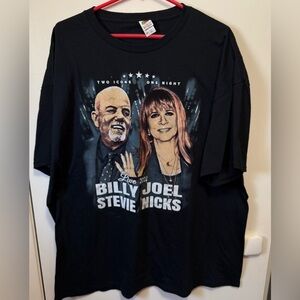 Billy Joel Stevie Nicks Tour 2024 Double Sided Concert T Shirt Black 2XL NWOT